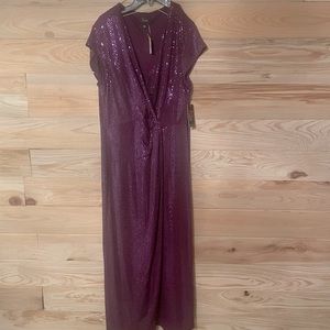 Purple sequined midi dress